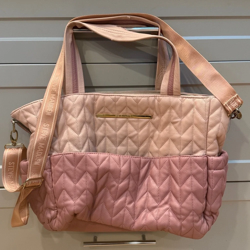 Steve Madden Diaper Bag Quilted Blush Pink